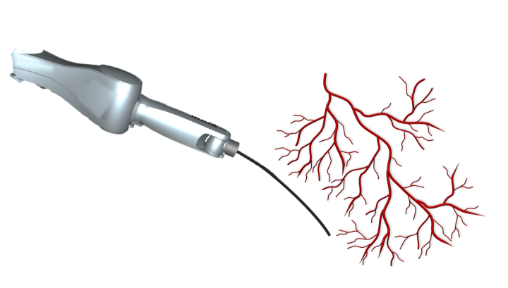 Schematic representation of a surgical robot and a blood system